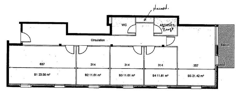 Bureau - 110 m² - 5 pièces