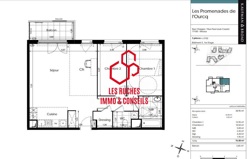 Appartement - 60 m² - 3 pièces