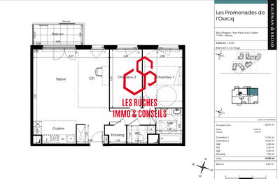 Appartement - 60 m² - 3 pièces
