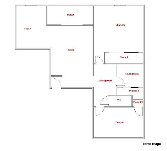 Appartement - 62 m² - 2 pièces