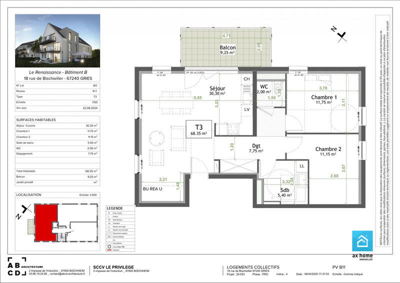 Appartement - 69 m² - 3 pièces