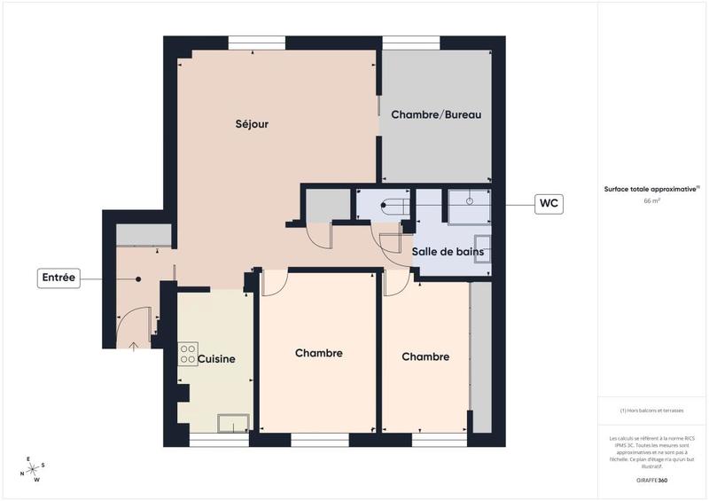 Appartement ancien - 66 m² - 4 pièces