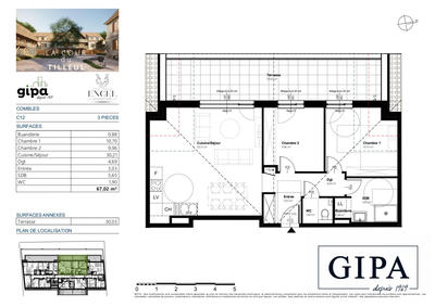 Appartement - 66 m² - 3 pièces