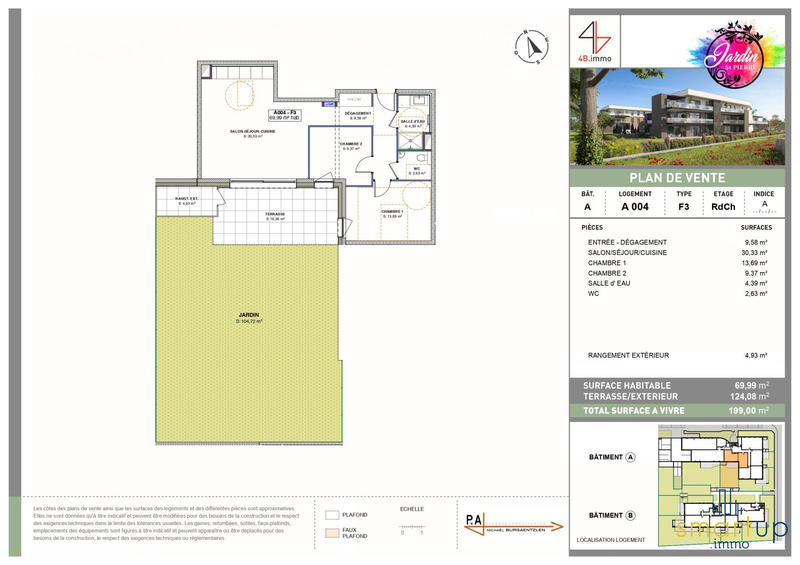 Appartement - 69 m² - 3 pièces