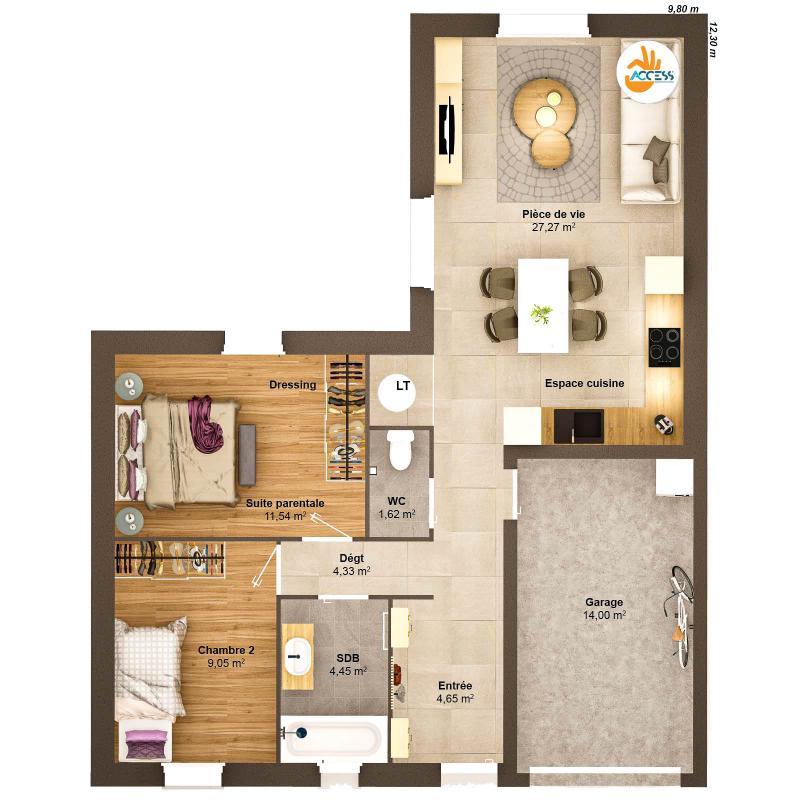 Maison - 63 m² - 4 pièces