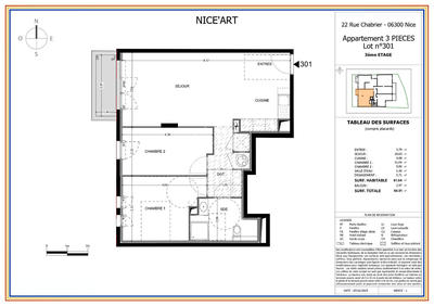 Appartement - 61 m² - 3 pièces
