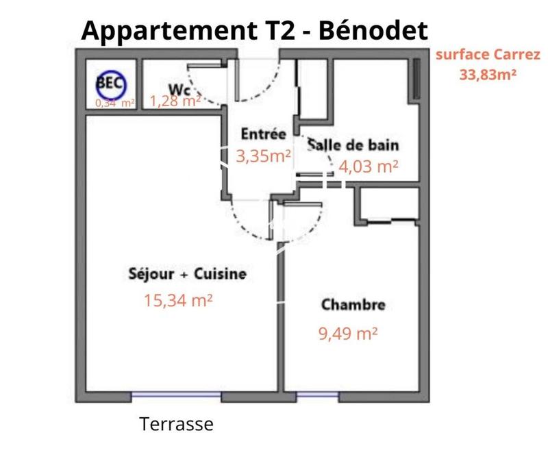 Appartement - 33 m² - 2 pièces