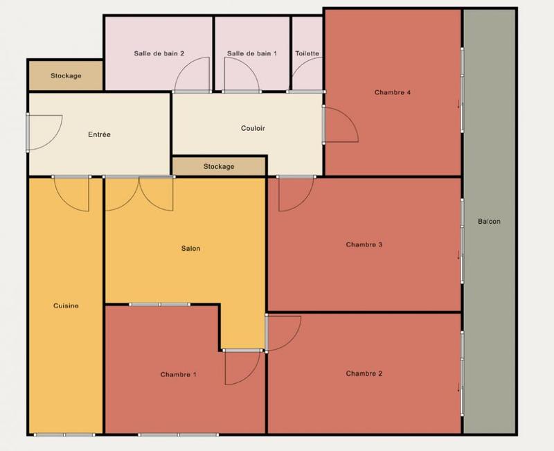 Chambre - 22 m² - 4 pièces