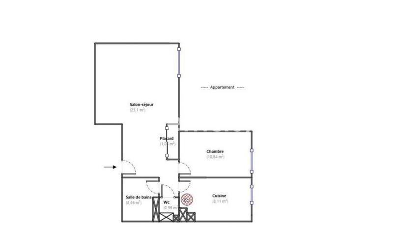 Appartement - 47 m² - 2 pièces