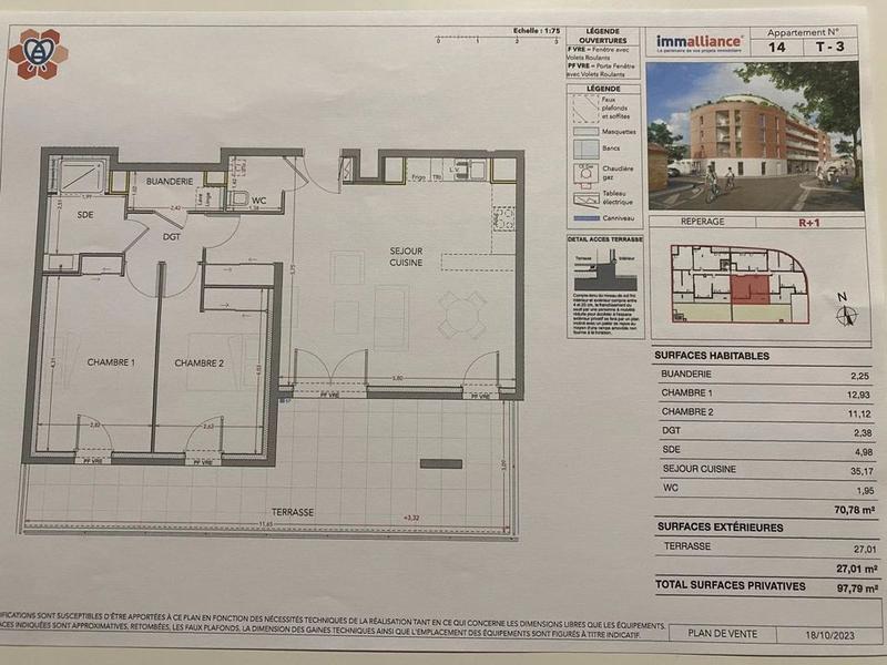 Appartement - 70 m² - 3 pièces