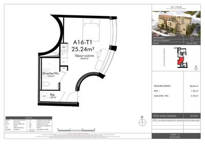 Studio - 25 m² - 1 pièce