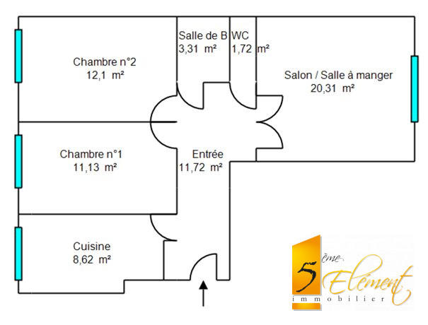 Appartement - 69 m² - 3 pièces