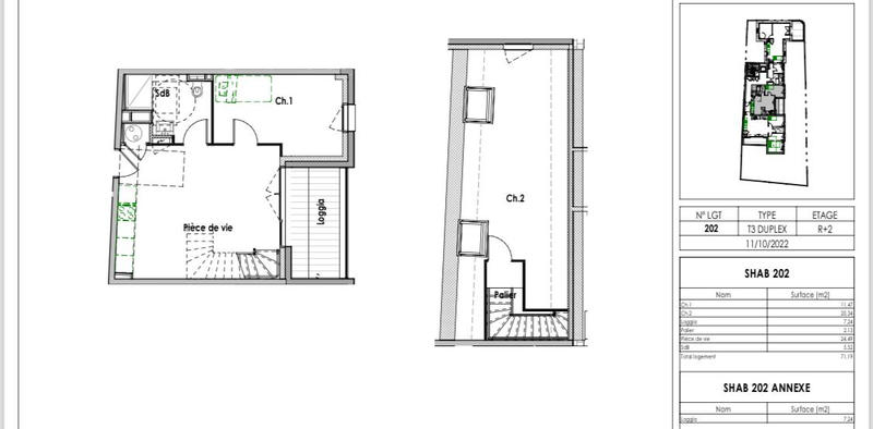 Appartement - 63 m² - 3 pièces