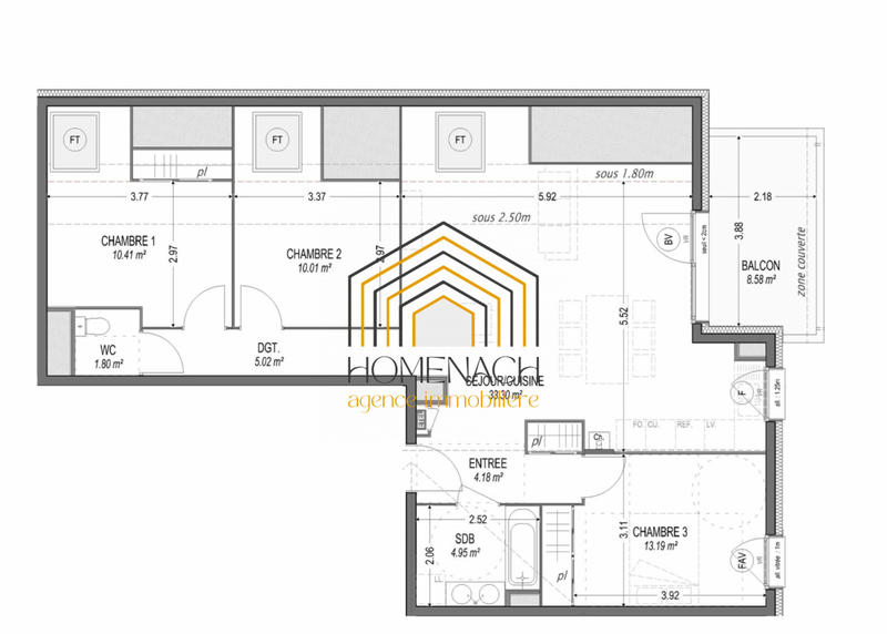Appartement - 83 m² - 4 pièces