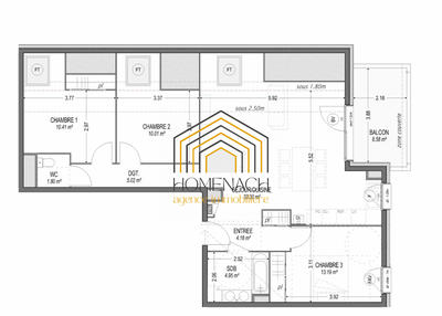 Appartement - 83 m² - 4 pièces