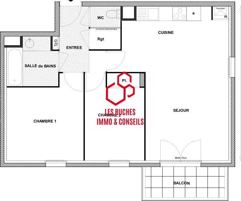 Appartement - 61 m² - 3 pièces