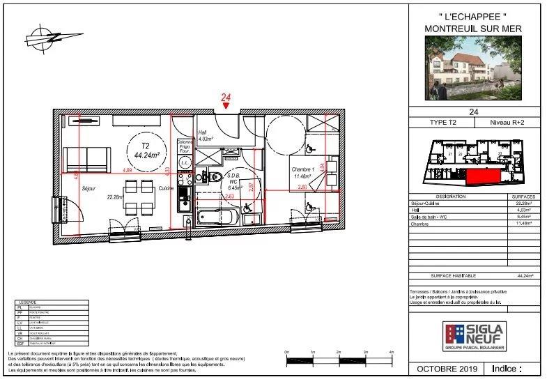 Appartement - 44 m² - 2 pièces