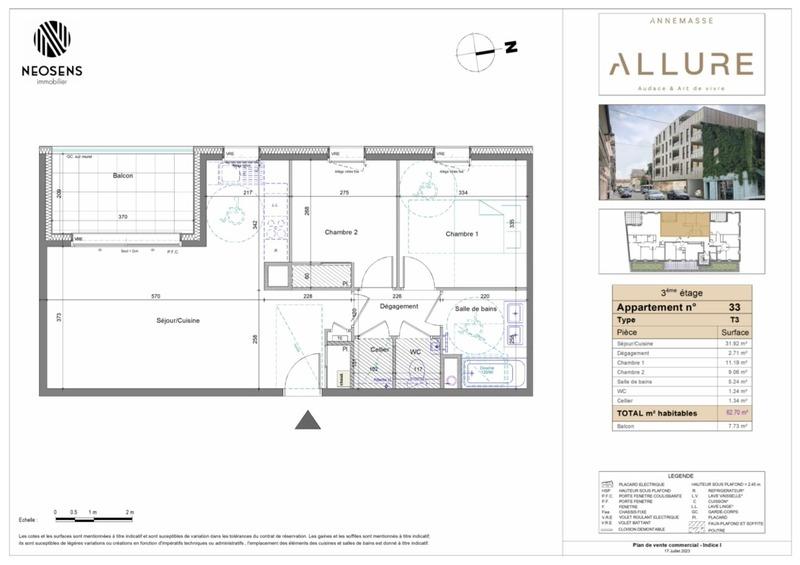 Appartement - 63 m² - 3 pièces
