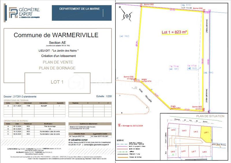 Terrain constructible - 823 m²