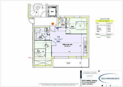Appartement - 52 m² - 3 pièces