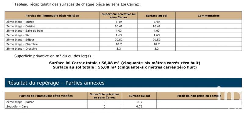 Appartement - 56 m² - 2 pièces