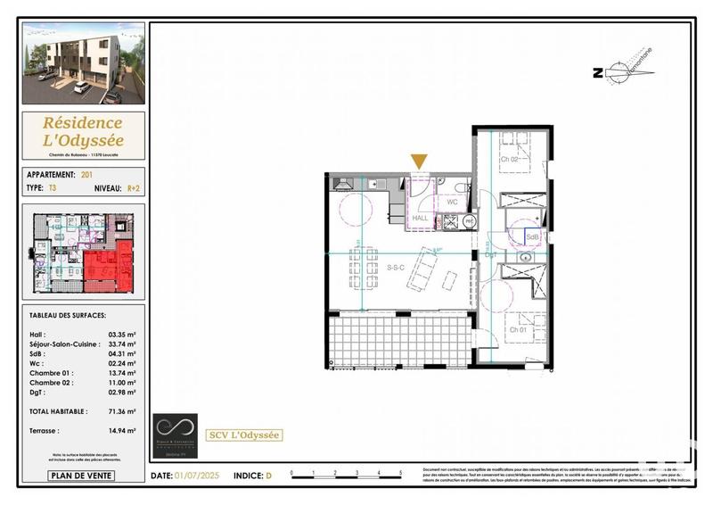 Appartement - 71 m² - 3 pièces