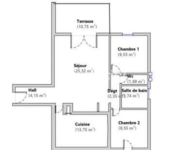 Appartement - 81 m² - 3 pièces