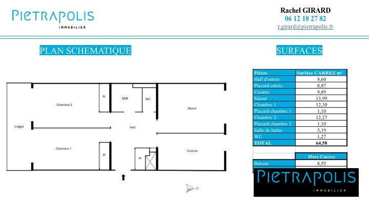 Appartement - 65 m² - 3 pièces
