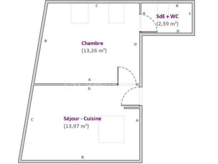 Appartement - 32 m² - 2 pièces