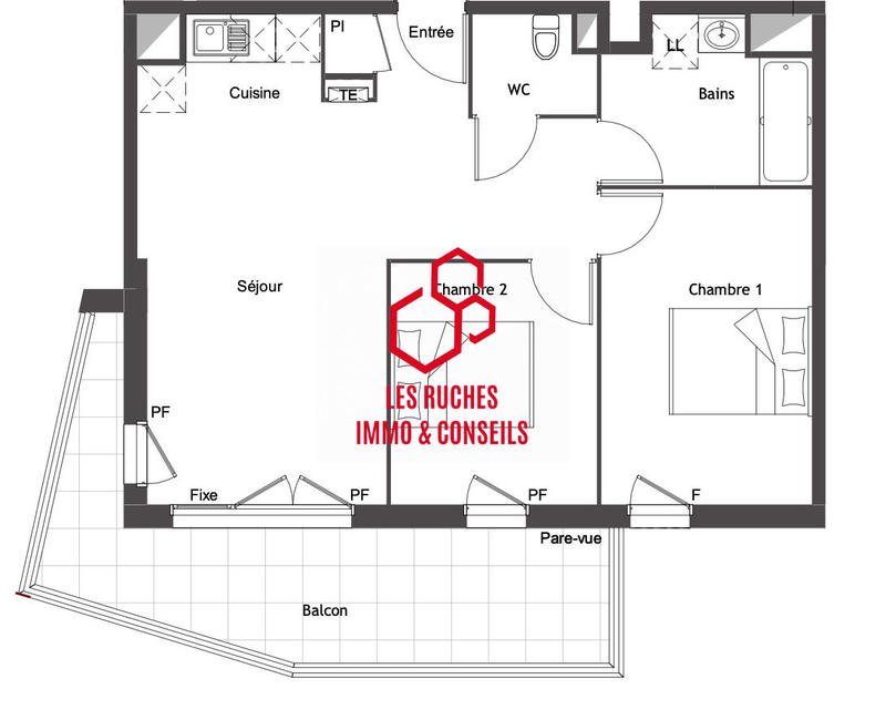 Appartement - 57 m² - 3 pièces