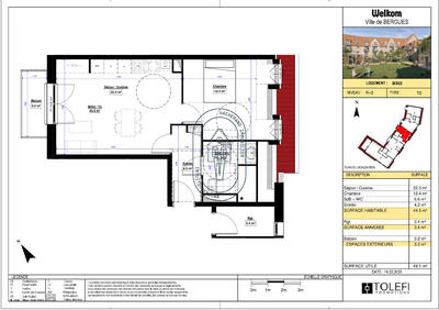 Appartement - 49 m² - 2 pièces
