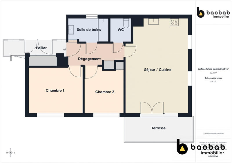 Appartement - 62 m² - 3 pièces