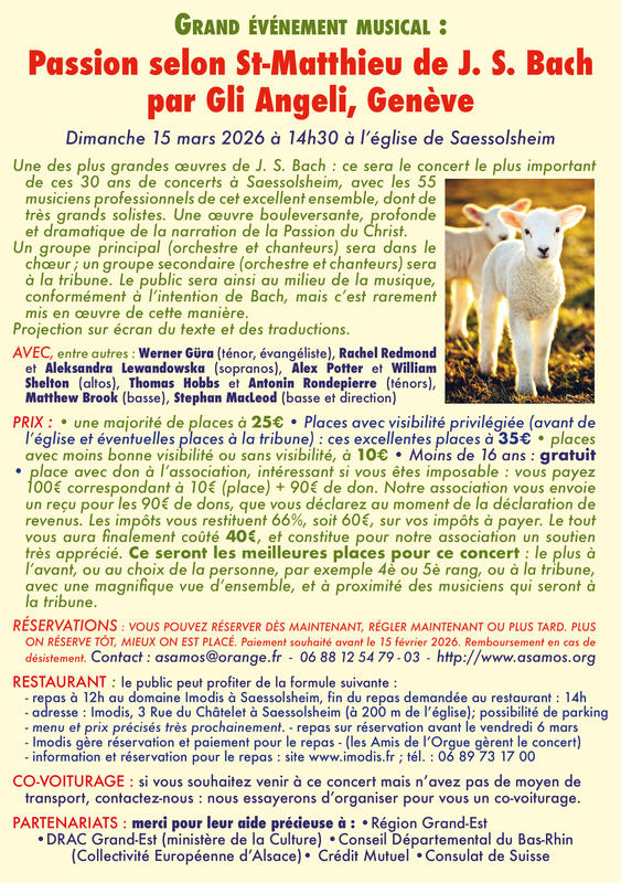 Passion selon St-Matthieu de J. S. Bach par l’ensemble Gli Angeli Genève