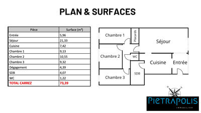 Appartement - 74 m² - 4 pièces