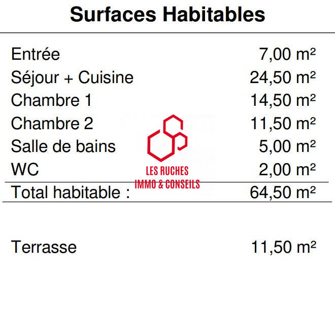 Appartement - 65 m² - 3 pièces
