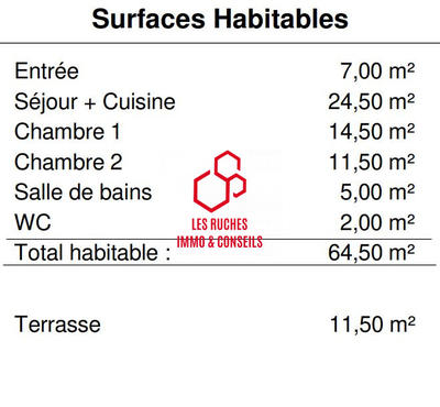 Appartement - 65 m² - 3 pièces
