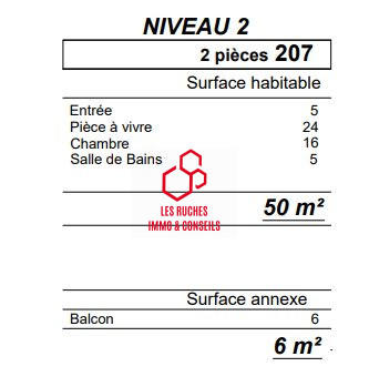 Appartement - 50 m² - 2 pièces