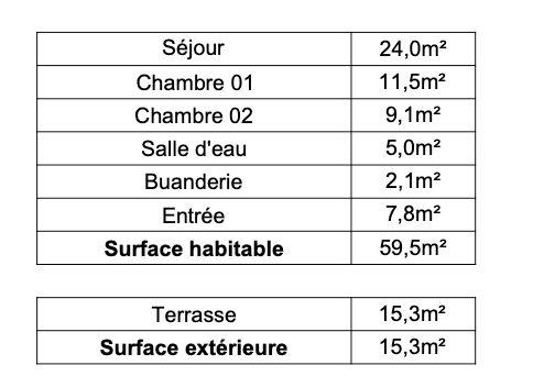 Appartement - 60 m² - 3 pièces