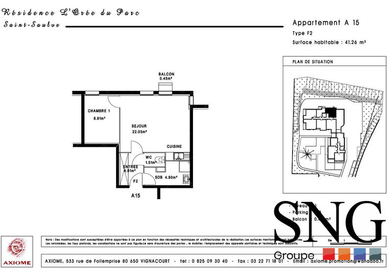 Appartement - 41 m² - 2 pièces