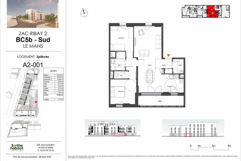 Appartement - 71 m² - 3 pièces
