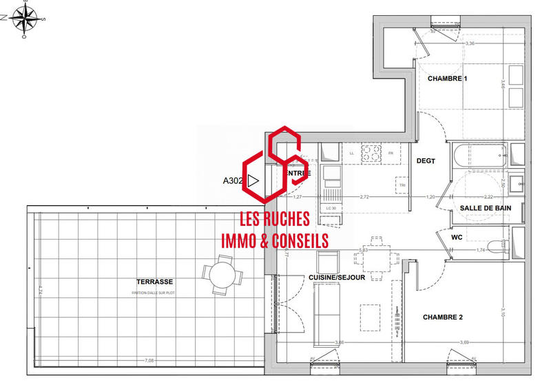 Appartement - 60 m² - 3 pièces