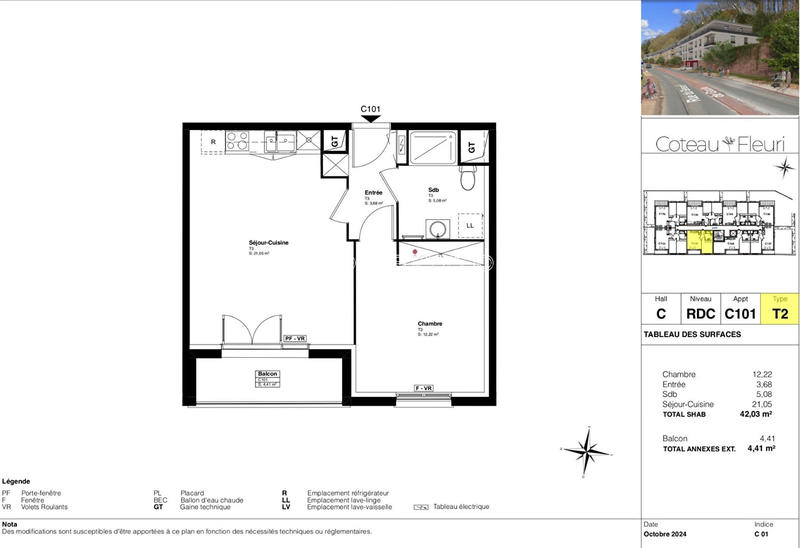 Appartement - 42 m² - 2 pièces