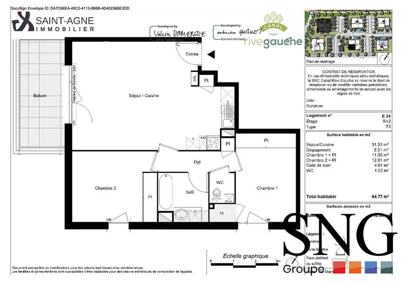 Appartement - 65 m² - 3 pièces