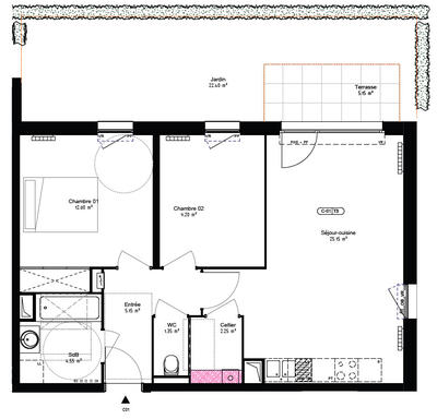 Appartement - 62 m² - 3 pièces