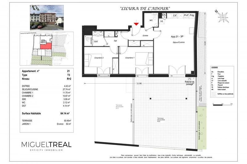 Appartement - 64 m² - 3 pièces
