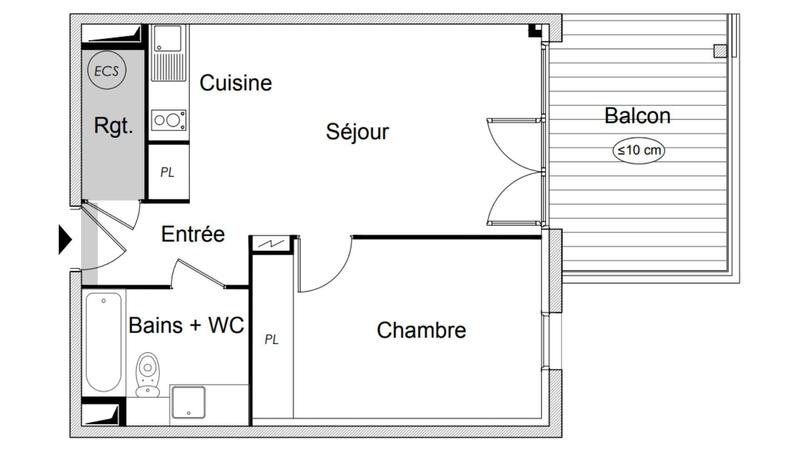Appartement - 44 m² - 2 pièces