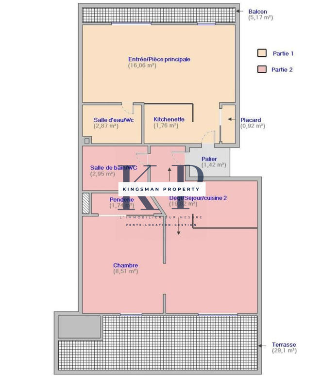 Appartement - 60 m² - 3 pièces