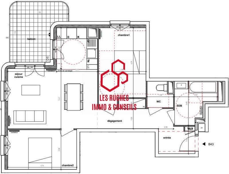 Appartement - 65 m² - 3 pièces