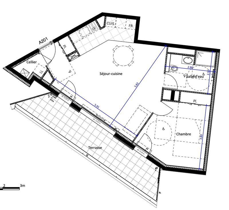 Appartement - 57 m² - 2 pièces