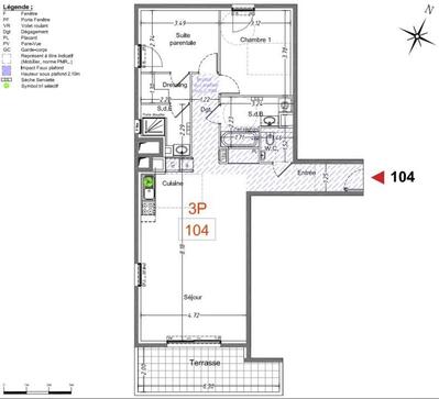 Appartement - 85 m² - 3 pièces